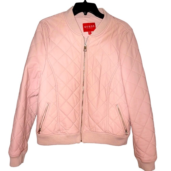Guess Jackets & Coats Guess Pink Quilted Leather Jacket Size Xl